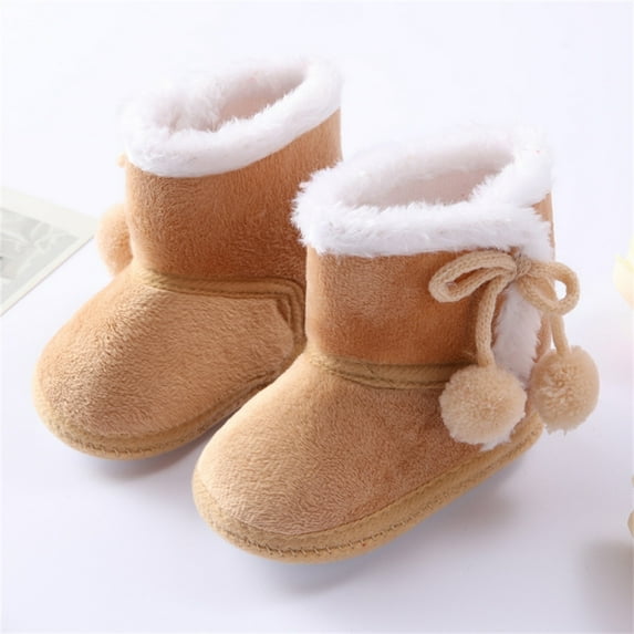 Actoyo Toddler Boots Winter Baby Girl Shoes Soft Sole Anti-Slip Warm Snow Boots Prewalker Shoes Brown 6-12 Months