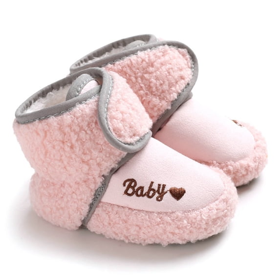 Actoyo Unisex Baby Boots Girls Boys Winter Warm Shoes Soft Sole Anti-Slip Infant Toddler Prewalker Boots Pink 0-6 Months
