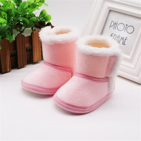 Actoyo Unisex Baby Boots Girls Boys Winter Warm Shoes Soft Sole Anti-Slip Infant Toddler Prewalker Boots Pink 12-18 Months