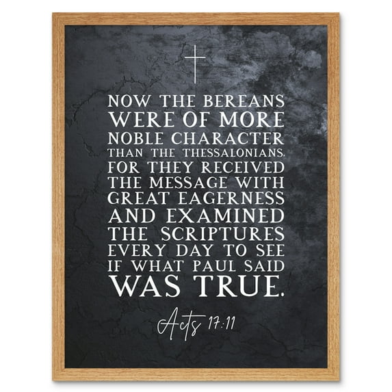 Acts 17:11 They Received The Message With Great Eagerness Christian Bible Verse Quote Scripture Typography Art Print Framed Poster Wall Decor 12x16 inch