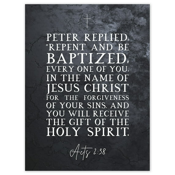 Acts 2:38 Repent And Be Baptized Gift of the Holy Spirit Christian Bible Verse Quote Scripture Typography Unframed Wall Art Print Poster Home Decor Premium