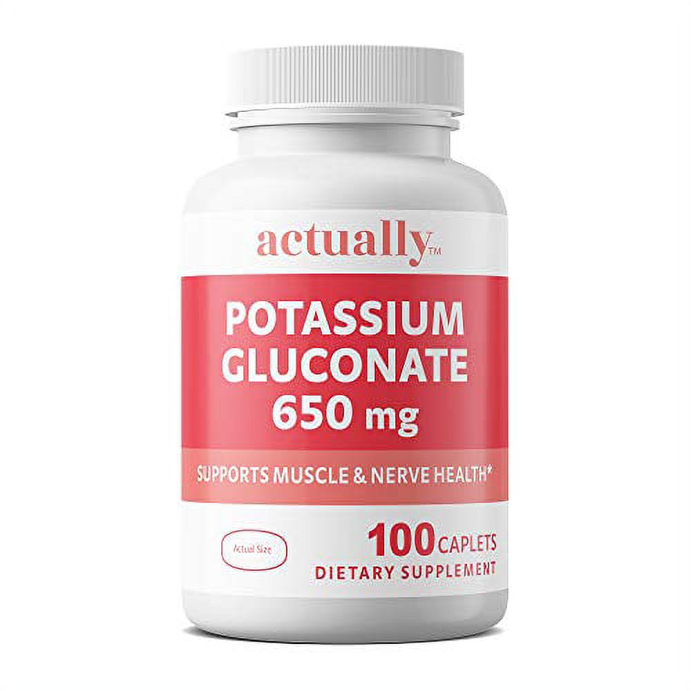 Actually Potassium Gluconate 650mg Caplets, Support Muscle and Nerve