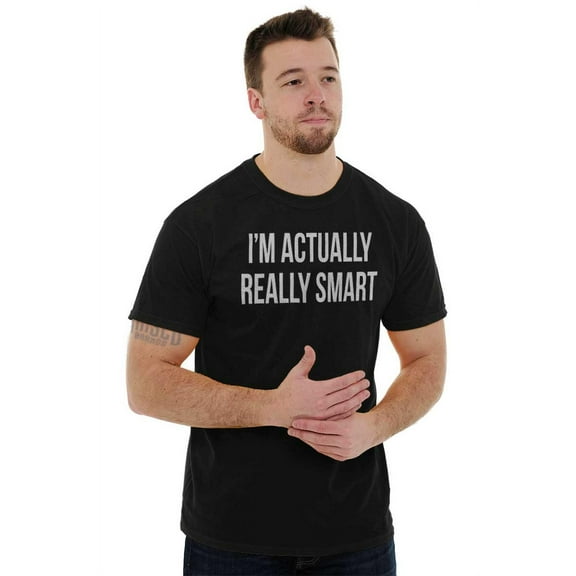 Actually Really Smart Irony Funny Men's Graphic T Shirt Tees Brisco Brands L