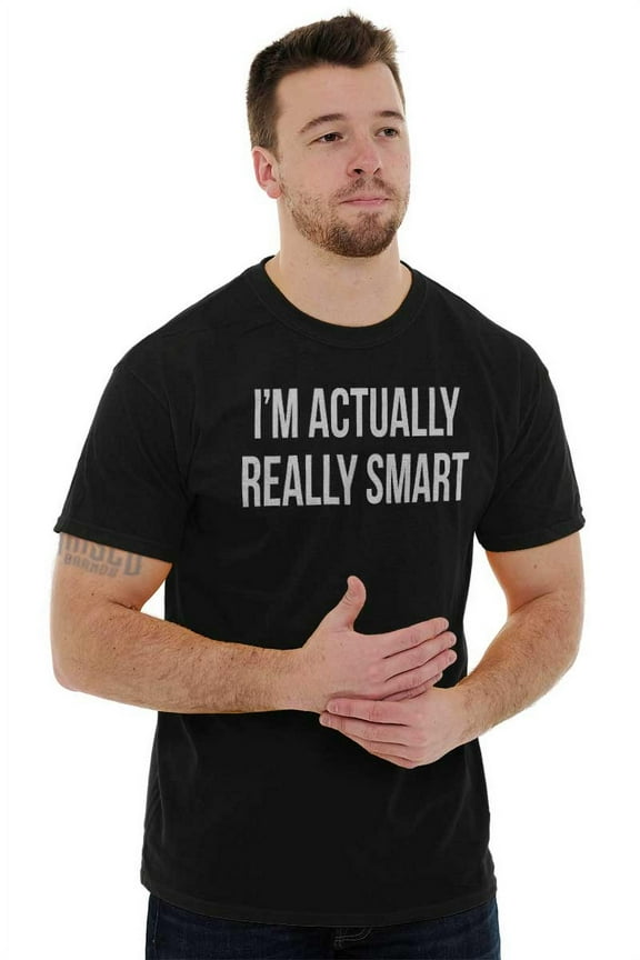 Actually Really Smart Irony Funny Men's Graphic T Shirt Tees Brisco Brands L