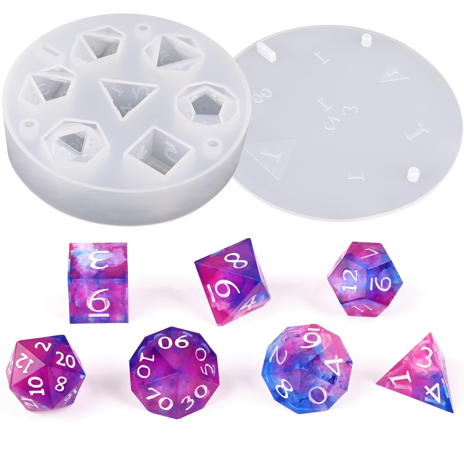Actvty Resin Dice Mold, EC36 DND Dice Molds for Resin, 7 Cavities Sharp