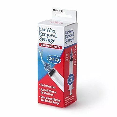 Acu-Life Ear Wax Removal Syringe Gentle Ear Cleanser Soft Tri-Stream Tip 3 Pack