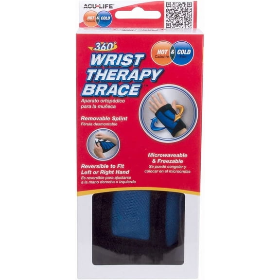 Acu-Life Wrist Therapy Brace, Joint Pain Relief and Muscle Recovery, Hot and Cold, Reversible Design