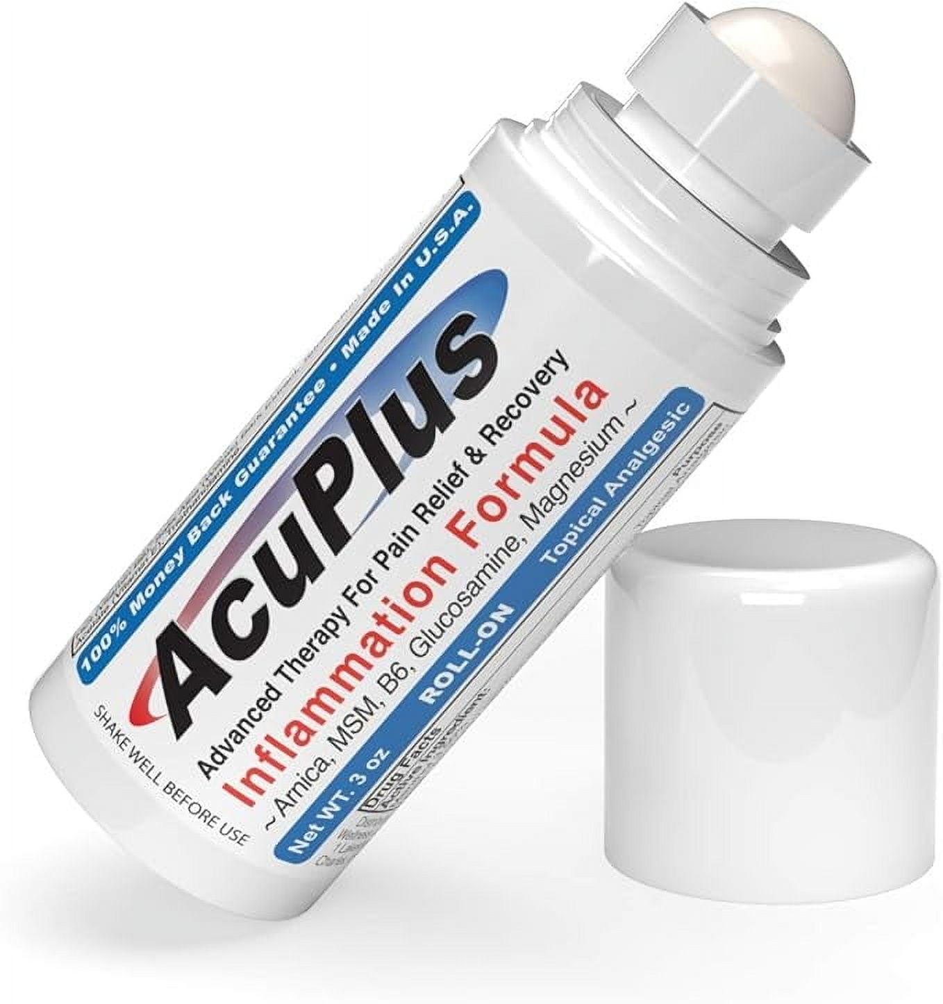 AcuPlus Roll-on Pain-Relieving Formula 3 FL OZ, Topical Anti-inflammatory Pain Reliever for Muscles and Joints from Arthritis, Backache, Strains, Bruises, & Sprains (1 Pack)