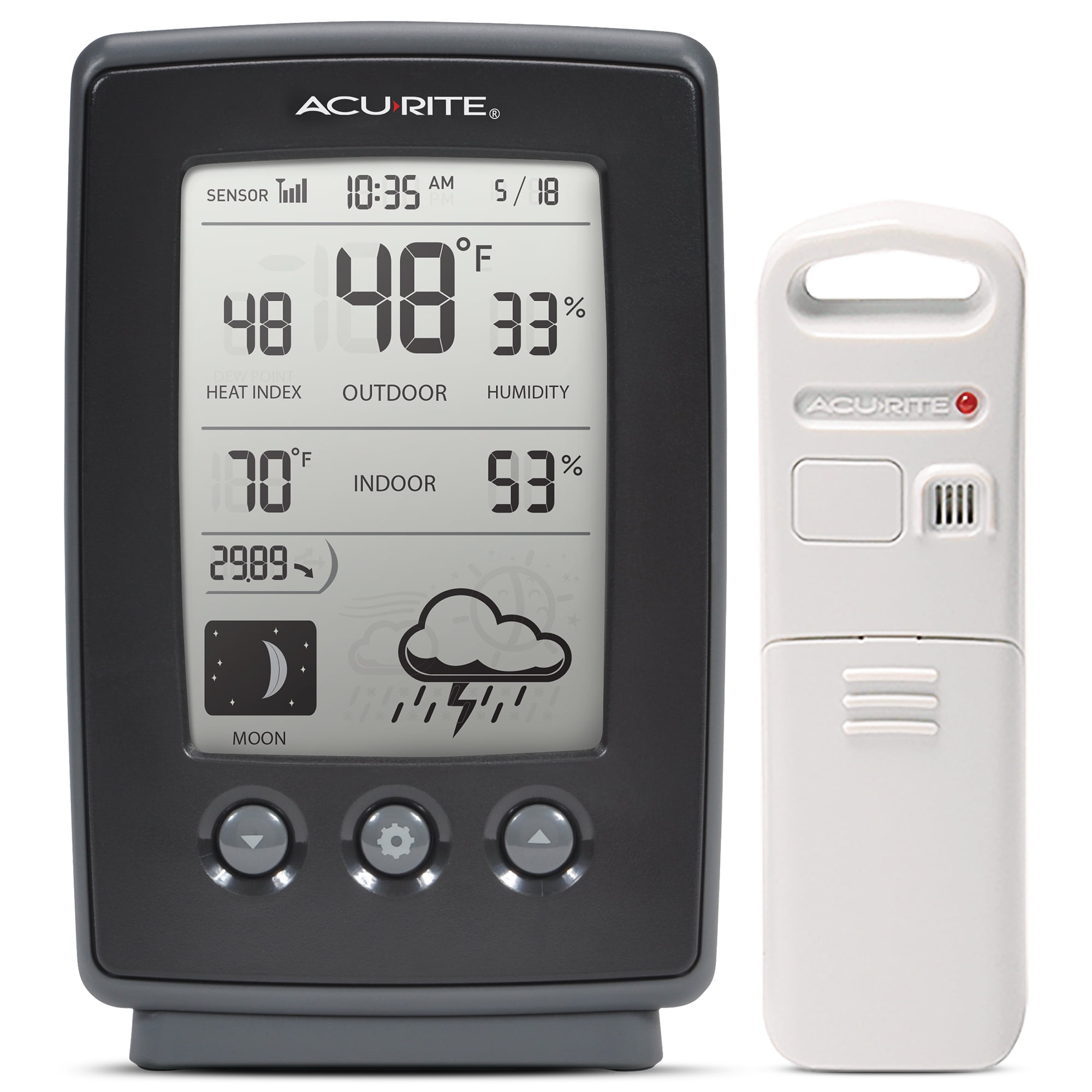  AcuRite 00611 Indoor Outdoor Thermometer with Wireless  Temperature Sensor & Hygrometer White Small : Patio, Lawn & Garden