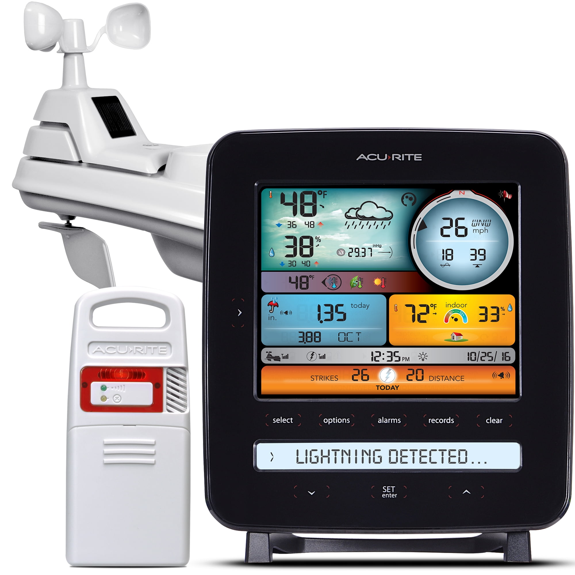 AcuRite Iris Home Weather Station with Wireless Outdoor Weather Station, Rain Gauge and Wind Speed, Weather Alerts, Lightning Detection, Indoor Outdoor Thermometer, and Indoor Display Gauge (01022)