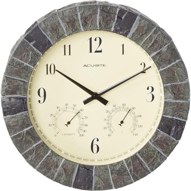 AcuRite 02418 14-Inch Faux-Slate Indoor/Outdoor Wall Clock with ...