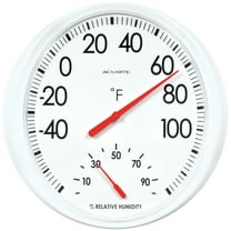 AcuRite 13.5" White Thermometer with Humidity Gauge; 13.5 x 14.5 x 1.8, Not Battery Powered, Plastic, 1 unit
