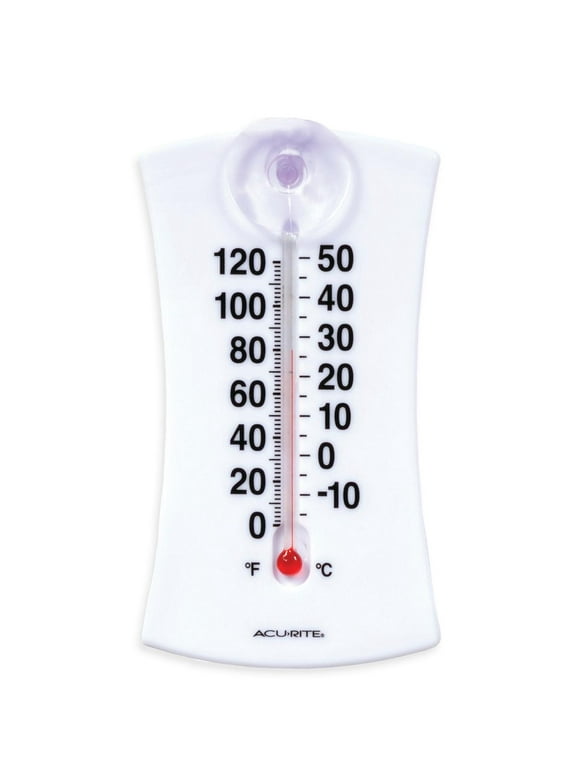 AcuRite 6" Analog Thermometer In/Out with Suction Cup; 1.6" x 7.4", Not Battery Powered; Plastic