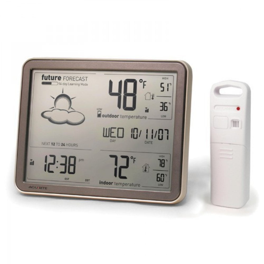 AcuRite 75077A3M Self-Learning Forecast Wireless Weather Station with Large Display and Atomic Clock, Black CA2