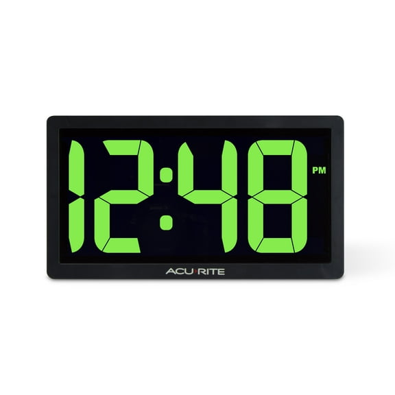 AcuRite 75112M 10-inch LED Digital Clock with Auto Dimming Brightness Green