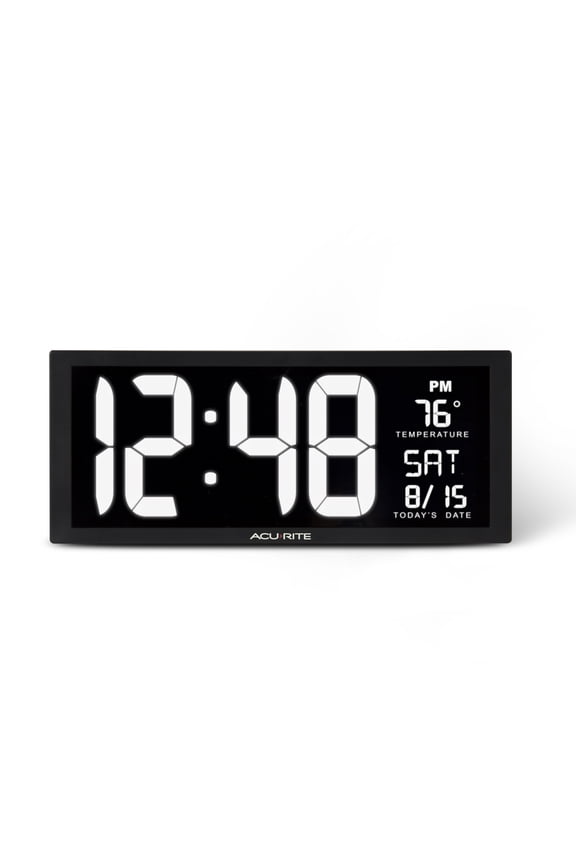14.5-Inch LED Digital Clock with Auto-Dimming, Time, Date, Day of the Week, and Temperature (75159MA1)