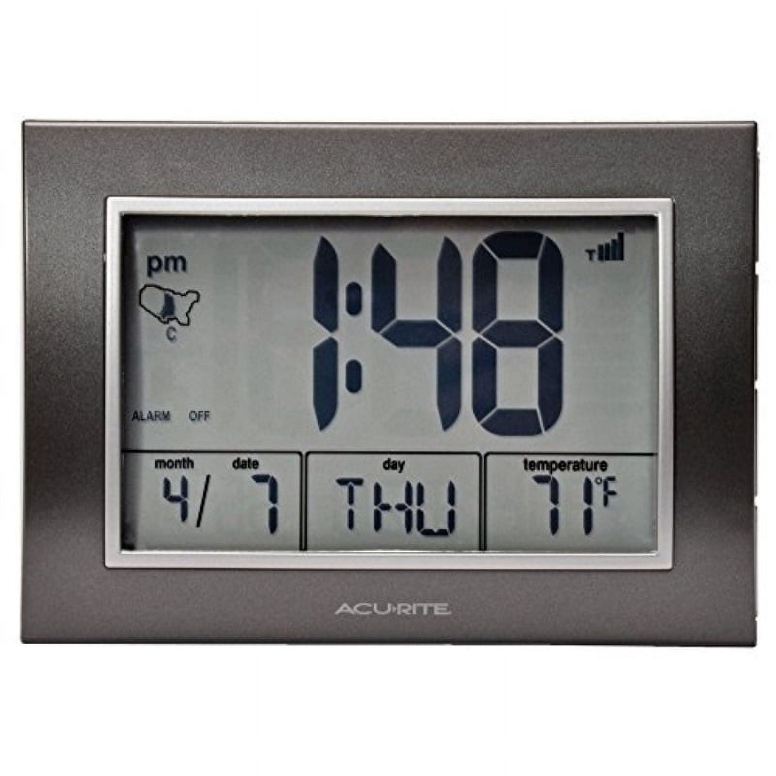AcuRite Atomic Alarm Clock with Date, Temperature, and Time Precision ...