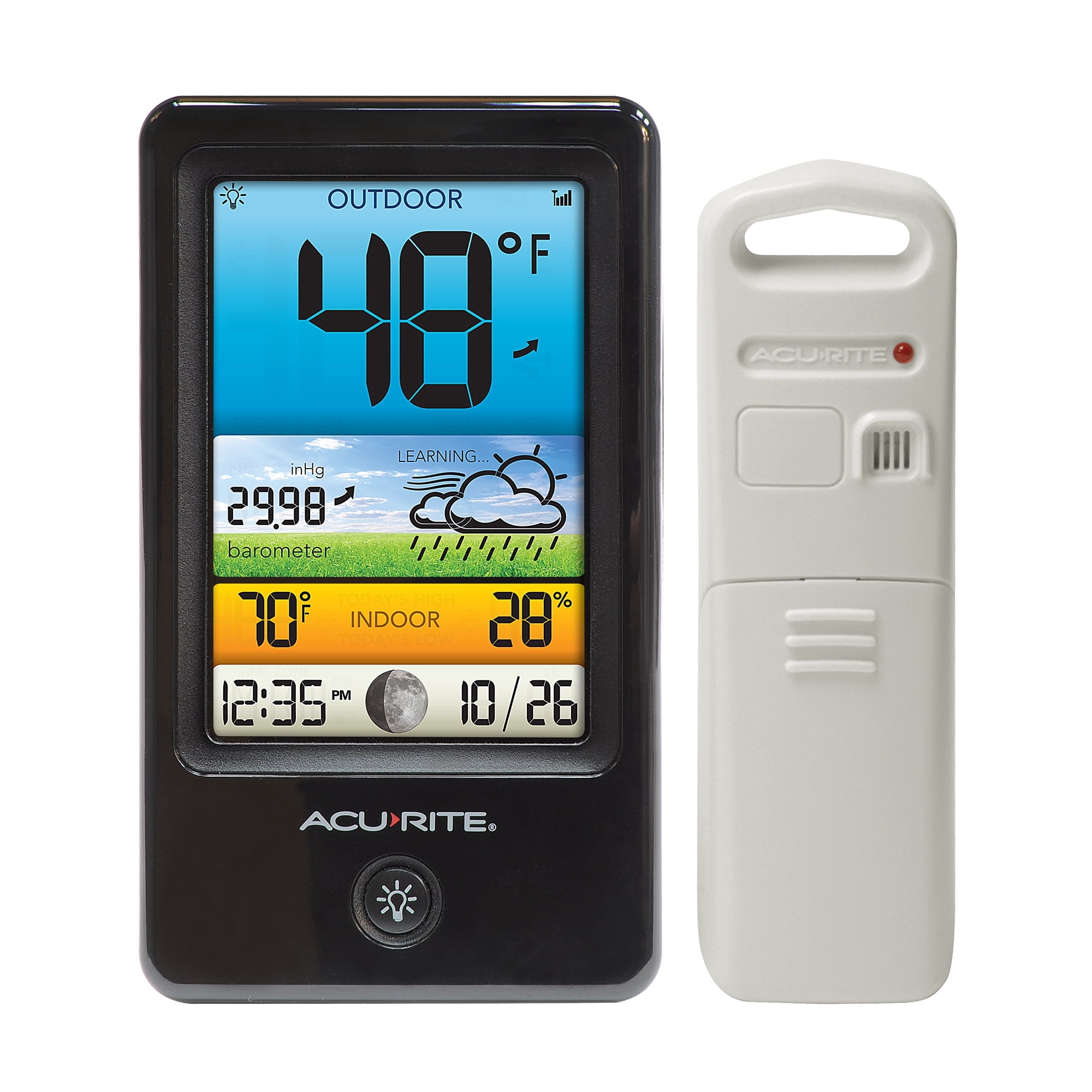 AcuRite Color Forecaster with Temperature and Humidity Gauge, LCD Display, includes Outdoor Weather Sensor (00503)