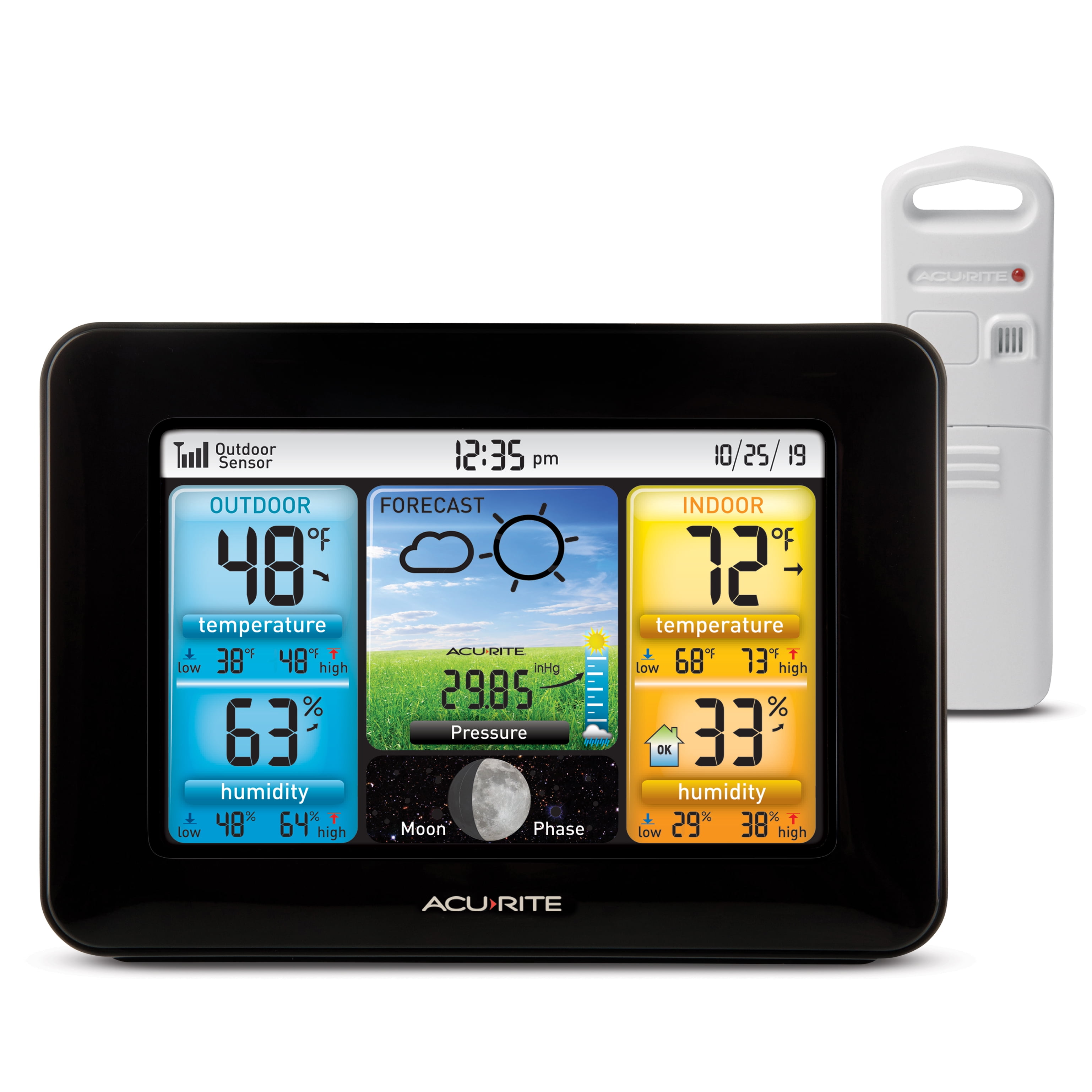 AcuRite Weather Station Forecaster with Color Display for Temperature, Humidity, Hyperlocal Forecast, and Built-In Barometer (02077M)