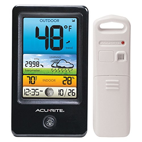 AcuRite 00509 Color Weather Station with Count Temperature/Humidity/Forecast,Black and White