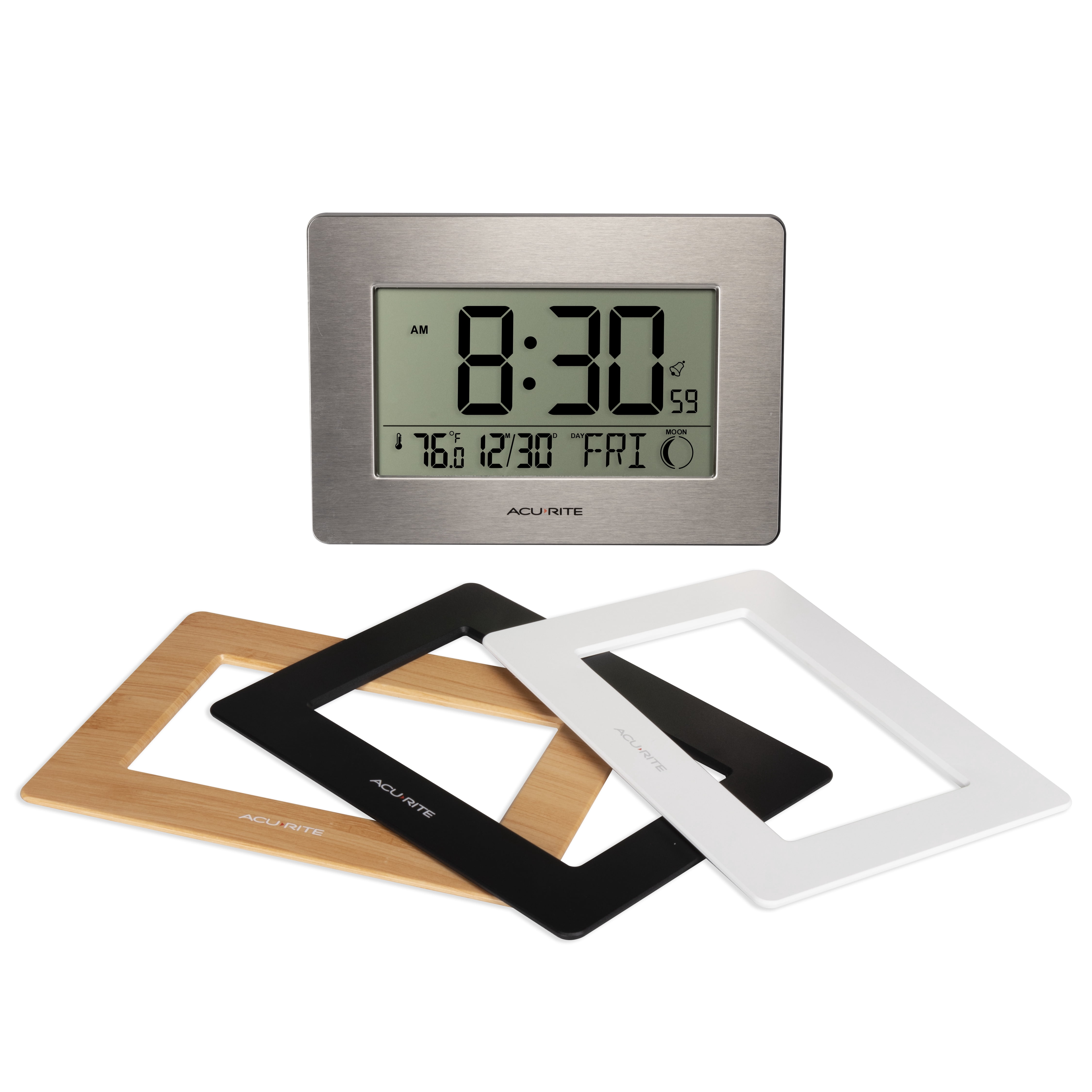 Acu Rite Large Digital Clock AcuRite Digital Wall/Tabletop Clock with Interchangeable Frames ...