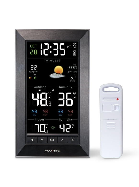 AcuRite Home Weather Station with Vertical Color Display, Wireless Outdoor Thermometer for Indoor/Outdoor Temperature and Humidity (01121M)