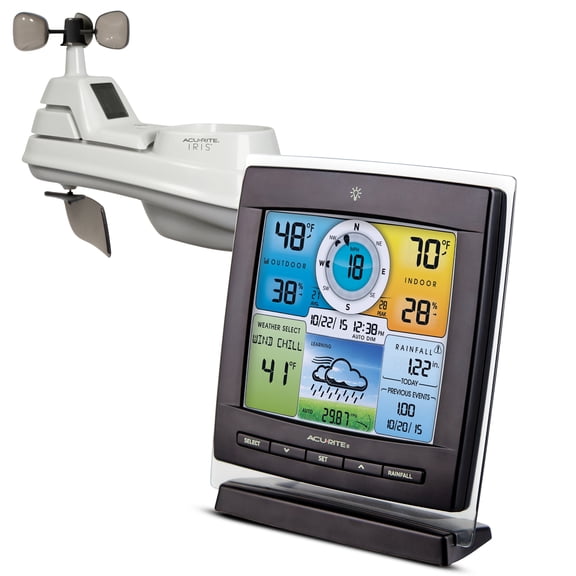 AcuRite Iris® (5-in-1) Home Weather Station with Color Display for Temperature, Rain Gauge (01528)