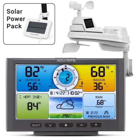 AcuRite Iris® (5-in-1) Solar Powered Home Weather Station, Indoor/Outdoor Temperature, Humidity, Wind, and Rain (01549M)