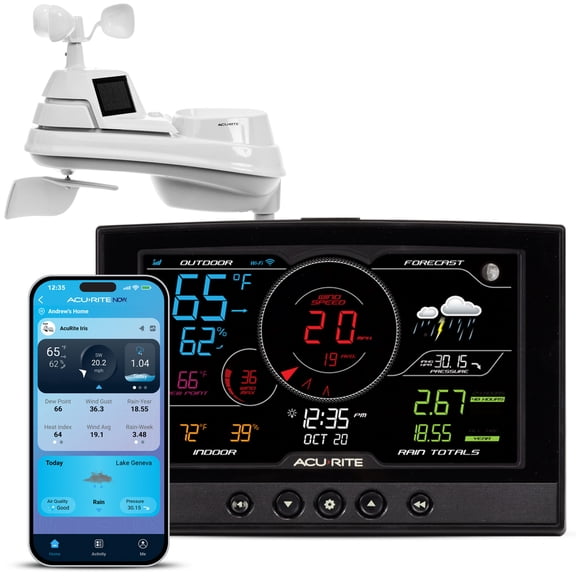 AcuRite Iris (5-in-1) WiFi Weather Station, Remote Monitoring of Temperature, Humidity, and Wind Speed/Direction, Remote Monitoring via App (01544)