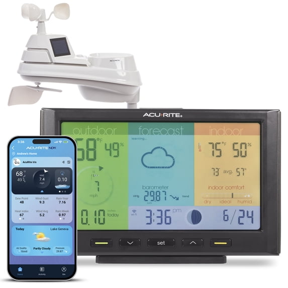 AcuRite Iris Home Weather Station with Wi-Fi Color Display for Remote Weather Monitoring (01547M)