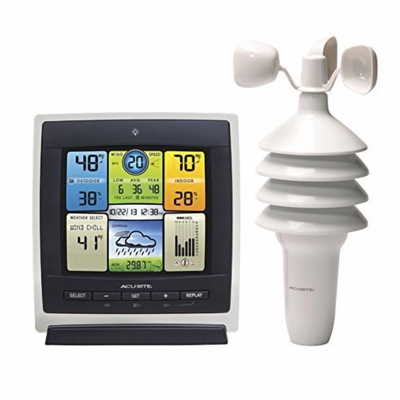 AcuRite Notos (3-in-1) Weather Station for Indoor/Outdoor Temperature, Humidity, Wind Speed, and Hyperlocal Forecast with Color Display and Built-In Barometer (00589)