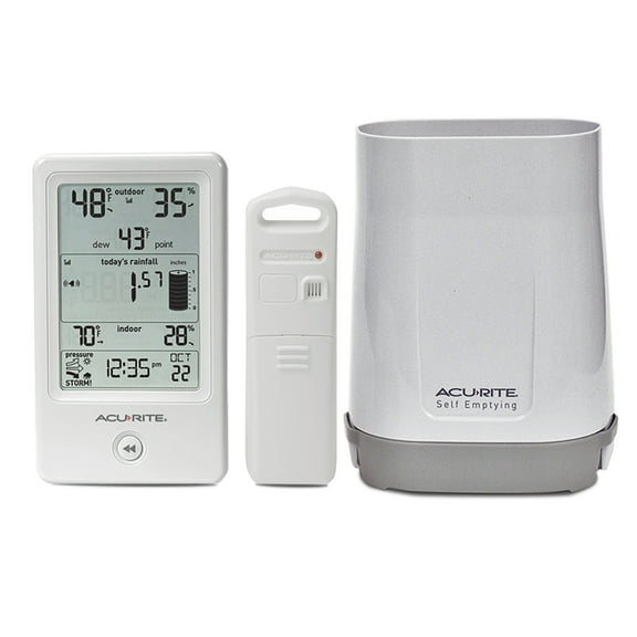 AcuRite Self-Emptying Wireless Rain Gauge with Digital Display (01089MCB)