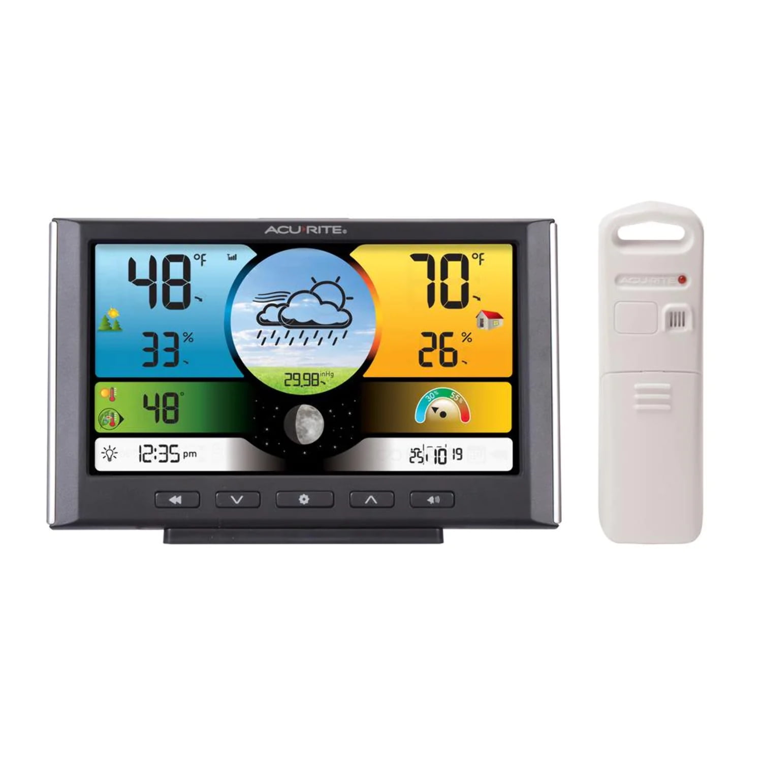 AcuRite - Weather Station with Color Display and Wireless Sensor for Indoor and Outdoor Conditions - Gray/White