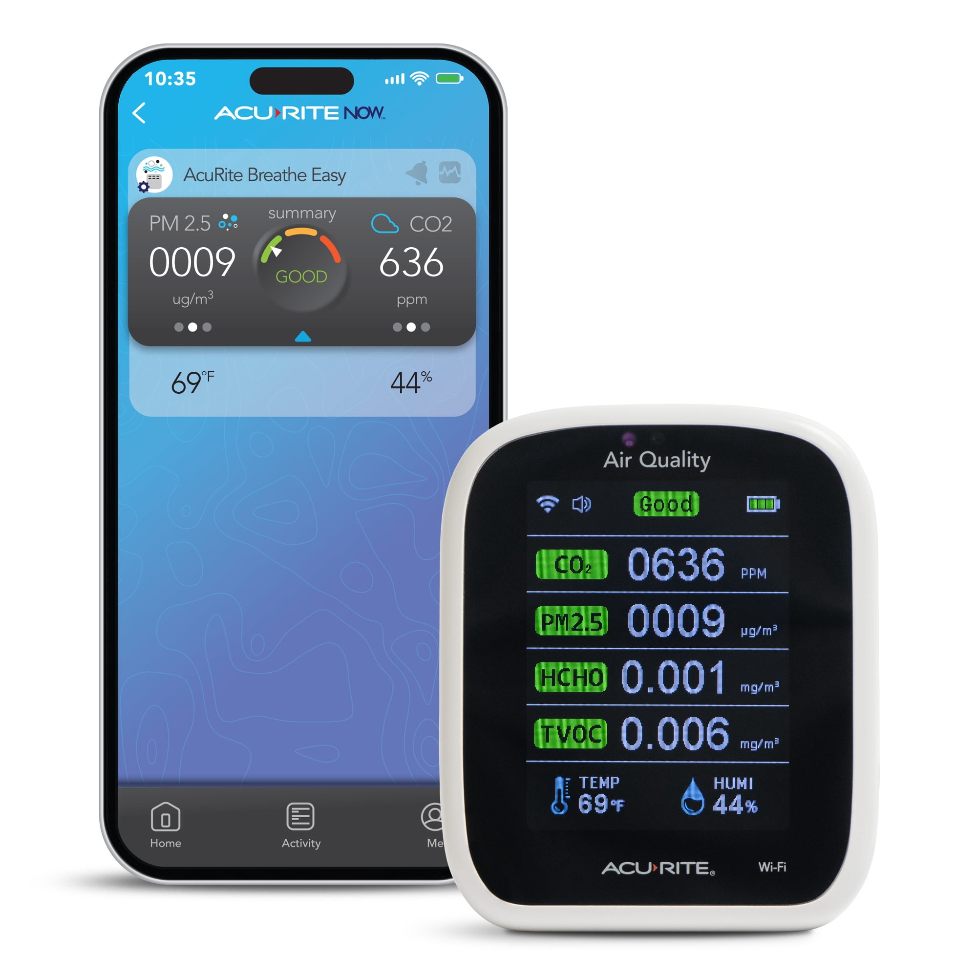 AcuRite WiFi Indoor Air Quality Monitor (8-in-1) for Particulate Matter (PM1.0, PM2.5, PM10), CO2, HCHO and TVOC and Remote IAQ Monitoring (17012M)