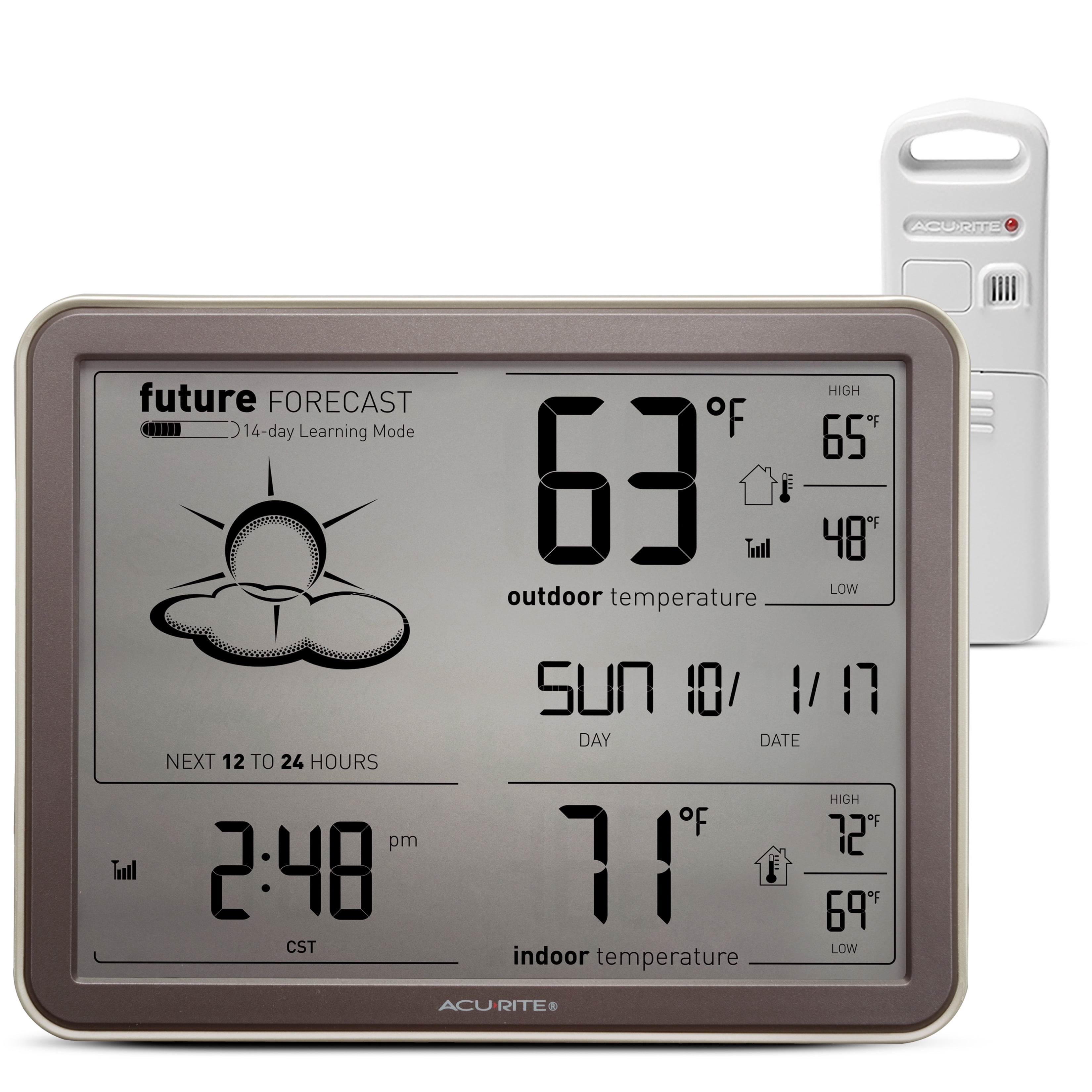AcuRite Wireless Weather Station with Indoor Outdoor Thermometer, Atomic Clock, Forecast, Outdoor Temperature Sensor, and Large Display (75077)
