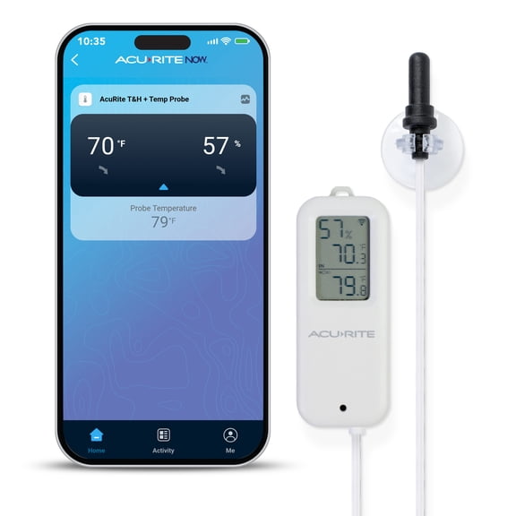 AcuRite Wireless WiFi Hygrometer and Thermometer with Sensor Probe, Temperature & Humidity Meter and Mobile App Control, Smart Life compatible