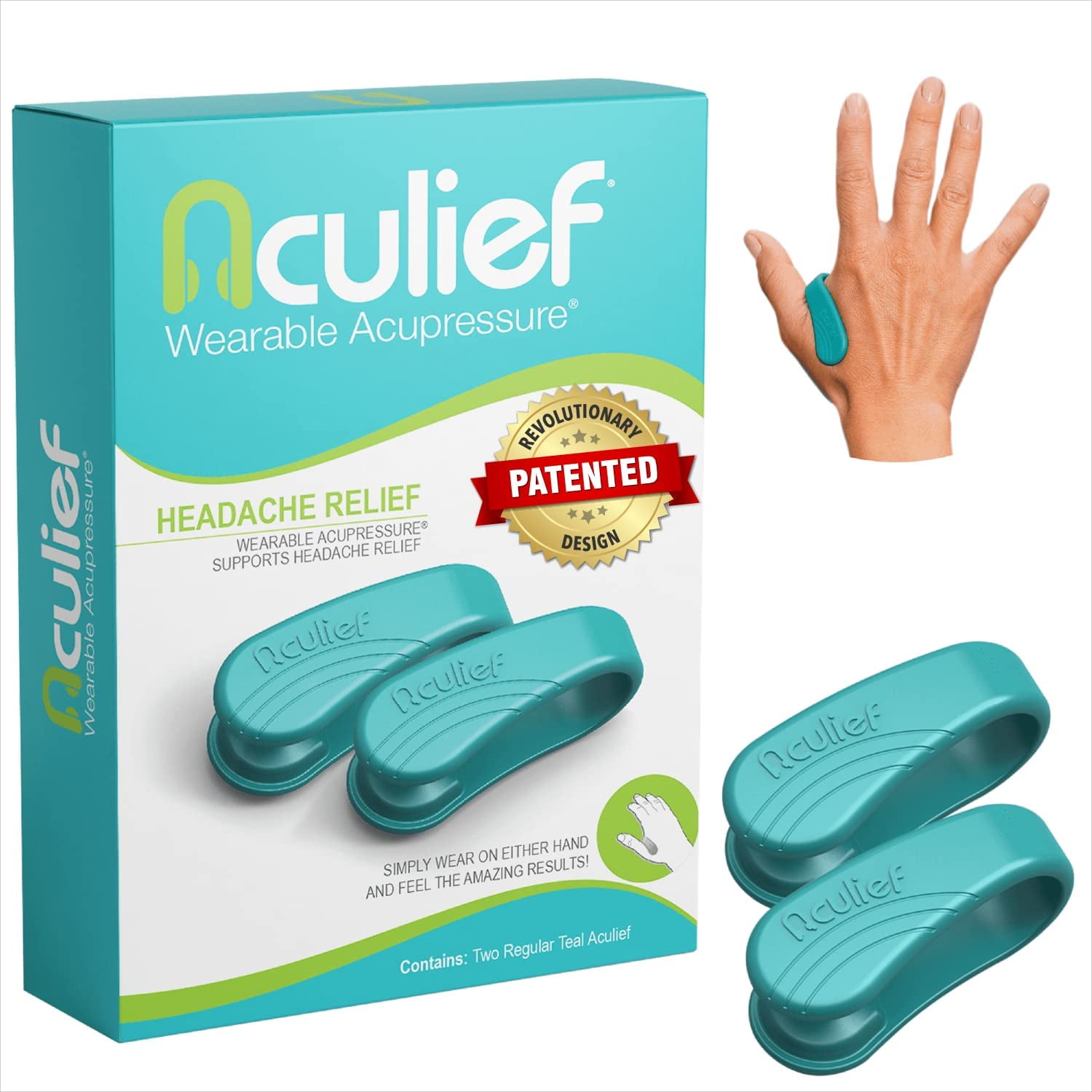 Aculief Wearable Acupressure Device - 2 Pack - Extra-Small/Kids - Teal