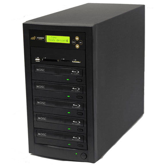 Acumen Disc 1 to 4 Multimedia Back up Blu-Ray Duplicator - Flash Media Memory Drive Memory Stick (MS), CompactFlash (CF), Secure Digital (SD), USB & Disc (BD/DVD/CD) to Disc Copier - AD04-MMBD