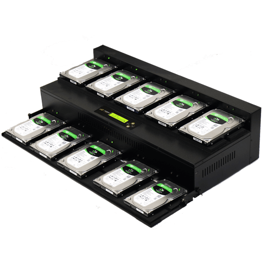 Acumen Disc  1 to 9 Flatbed Hard Drive Duplicator - 36GB/Min - Standalone Copier and DoD Compliant Sanitizer/Eraser for Multiple SATA 3.5 HDD Disk & 2.5 SSD Solid State Drives 600MB/Sec (AD09-OP600)