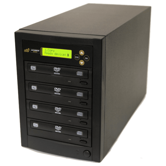 Acumen Disc 1 to 3 Targets DVD Duplicator, Dual Layer 24X Burner, Card Reader, Multi-Format Capable