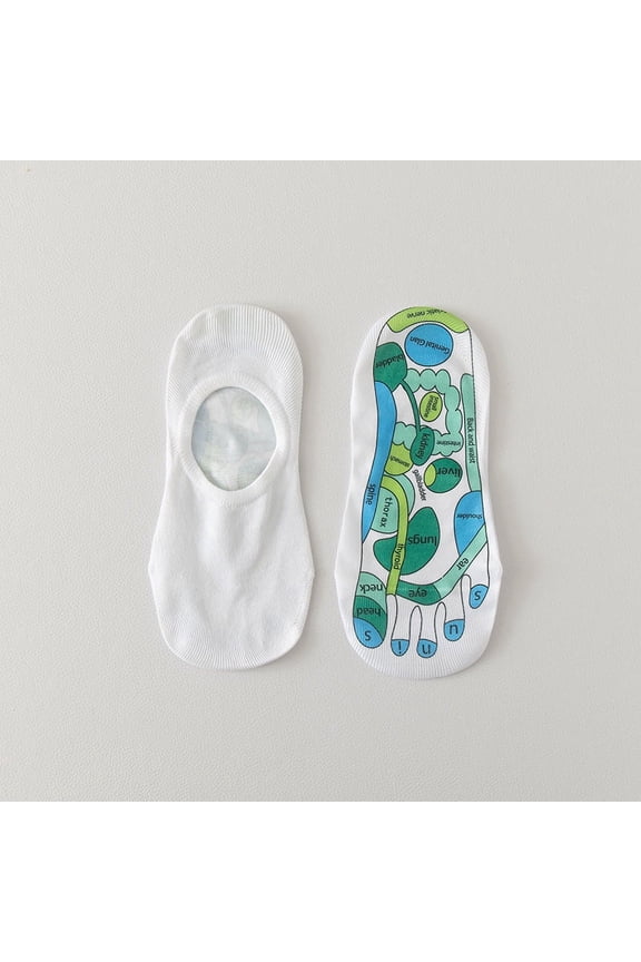 Acupoint Illustration Socks Men's and Women's Socks Foot Acupoint Massage Socks Bottom Meridian Household Men's and Women's Foot Massage Cotton Socks