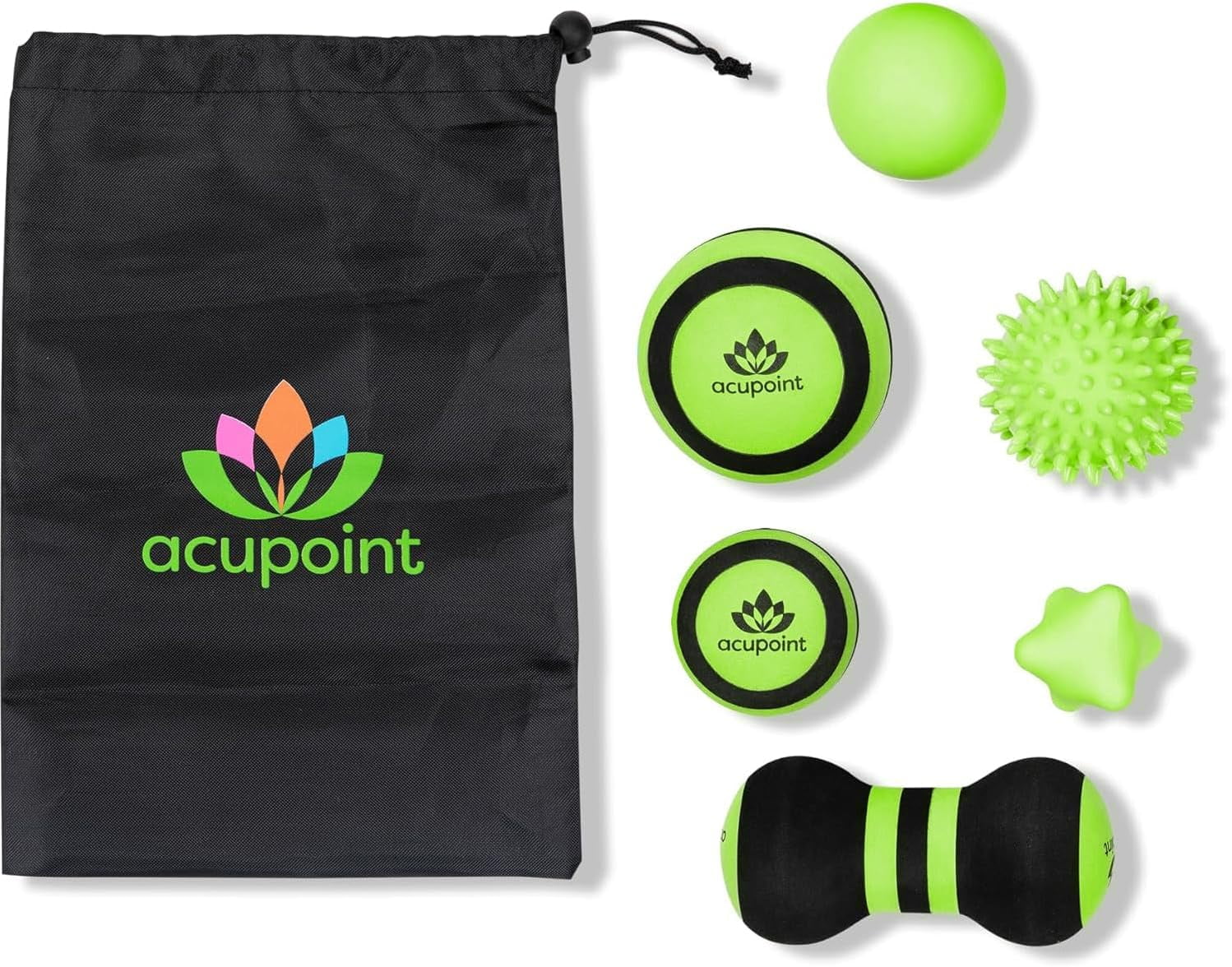 Acupoint Massage Ball Set 6 pcs, Green for Myofascial Trigger