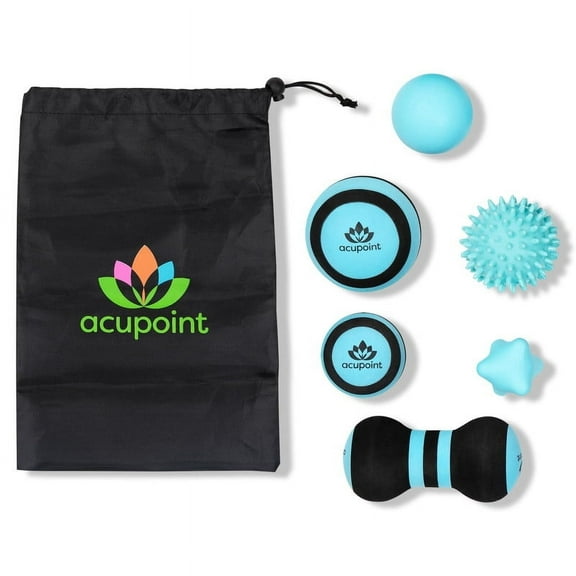Acupoint Massage Ball for Deep Tissue Trigger with 6 Physical Therapy Balls, Blue