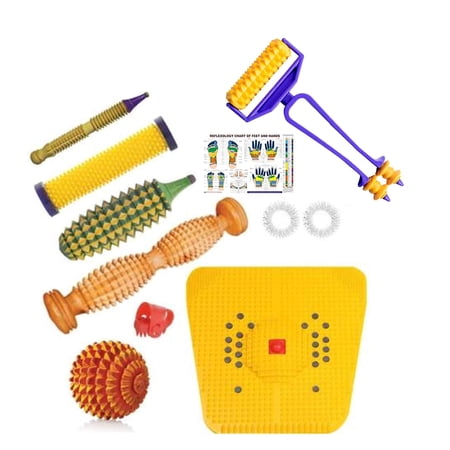 Acupressure 2000 Wooden Full Body Massager Tool Kit Combo with Power Mat