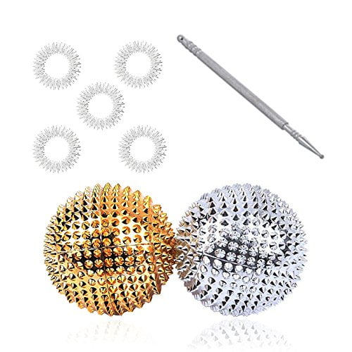 Acupressure Bio-Magnetic Balls with Jimmy (Steel) and 5 Sujok Finger Ring, Set of 2