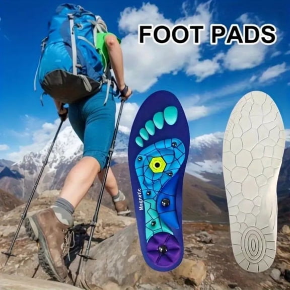 Acupressure Insoles - Comfortable and Breathable, Arch Support, Unisex, Suitable for Work, Running, Standing | Vibrant Blue and Purple Design with Sole Feedback