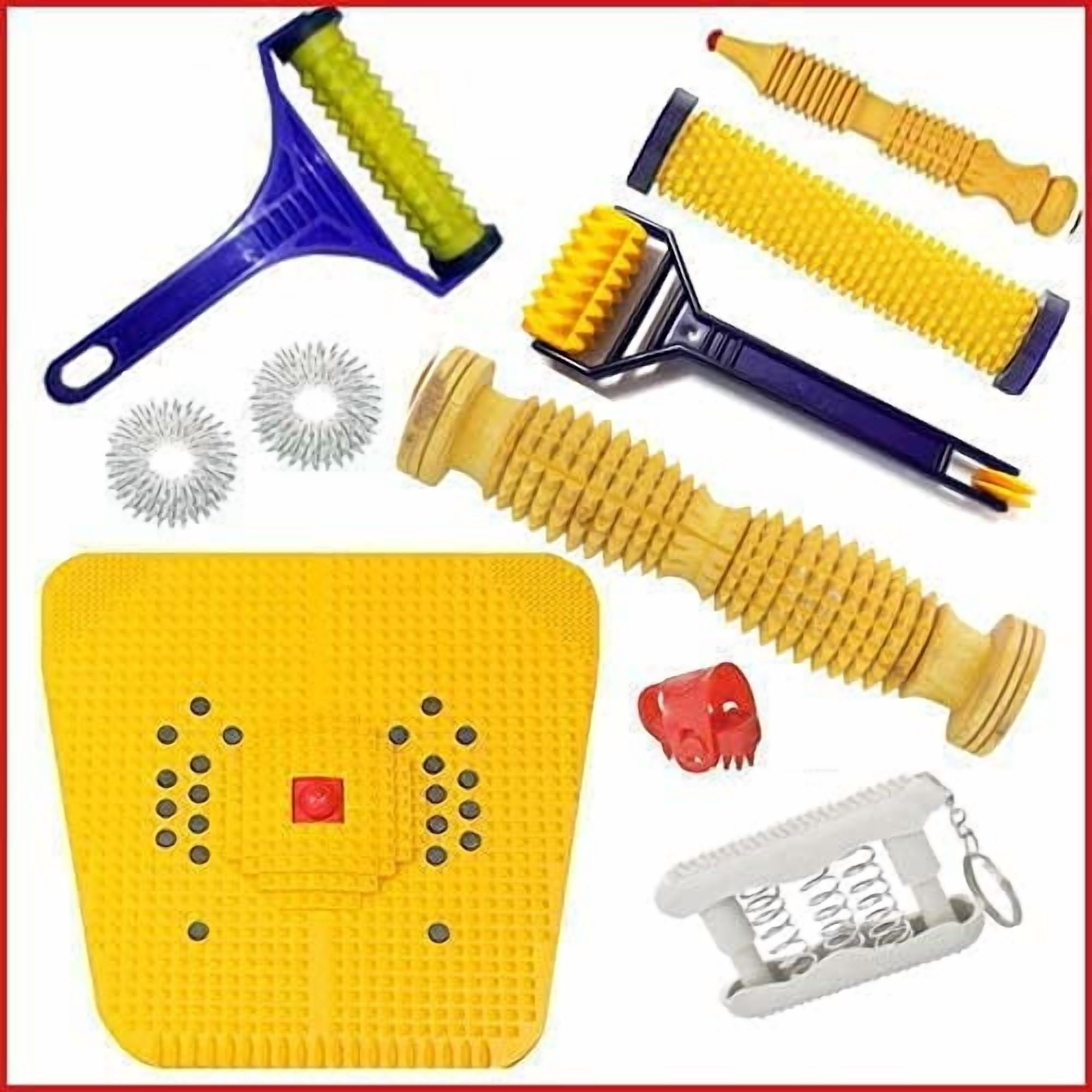 Acupressure Magnetic Foot Mat, Foot Roller, Face Roller, Finger Exerciser Super Kit