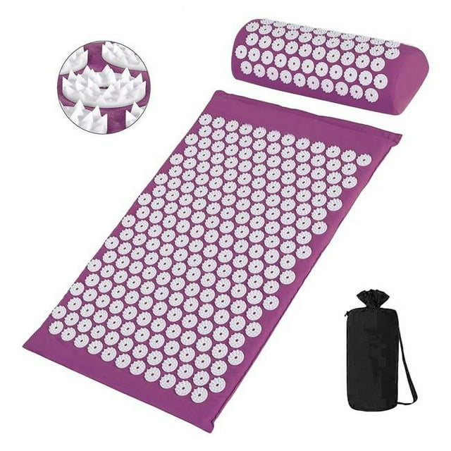 Acupressure Mat & Pillow Set with Carrying Case, Purple