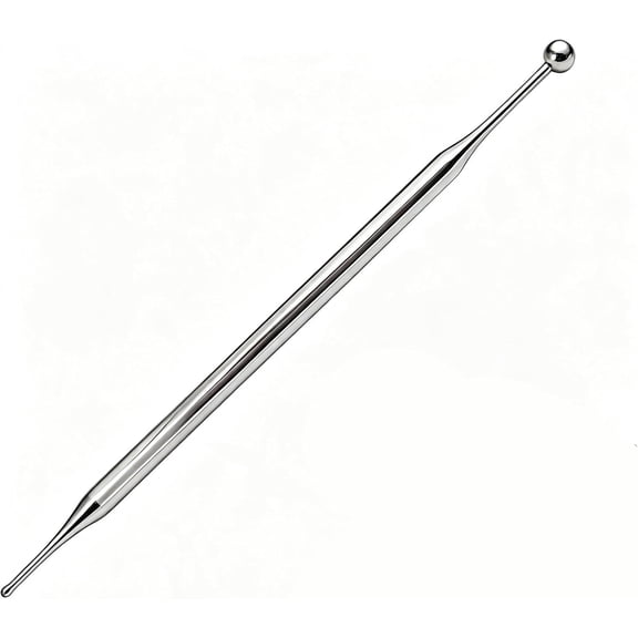 Acupressure Pen, Dual Head Stainless Steel Facial Reflexology Tool, Trigger Point Massage Probe for Face Ear Body, 15cm Portable
