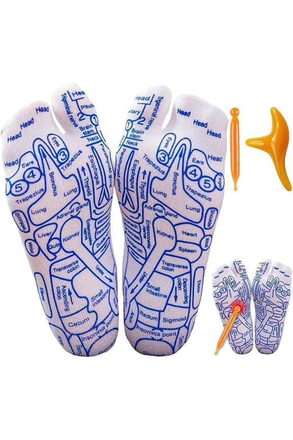 Acupressure Reflexology Socks with Tool Men Women, Foot Reflexology Sock Set with Massage Tool, Relief Body Stress & Aches, Feet Acupuncture Point Massage Pen Trigger Wellness Messager Socks